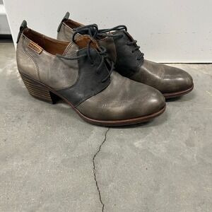 Pikolinos Oxford Heels - Leather - Size 38 EU / 7.5 - 8 US - Black & Grey